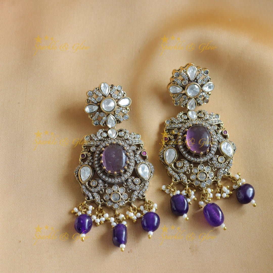 Gracious Victorian AD Peacock Floral Kundan short necklace - Sparkle and Glow - Back Thread - 