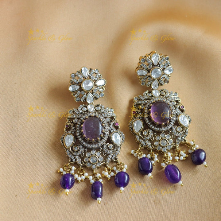 Gracious Victorian AD Peacock Floral Kundan short necklace - Sparkle and Glow - Back Thread - 