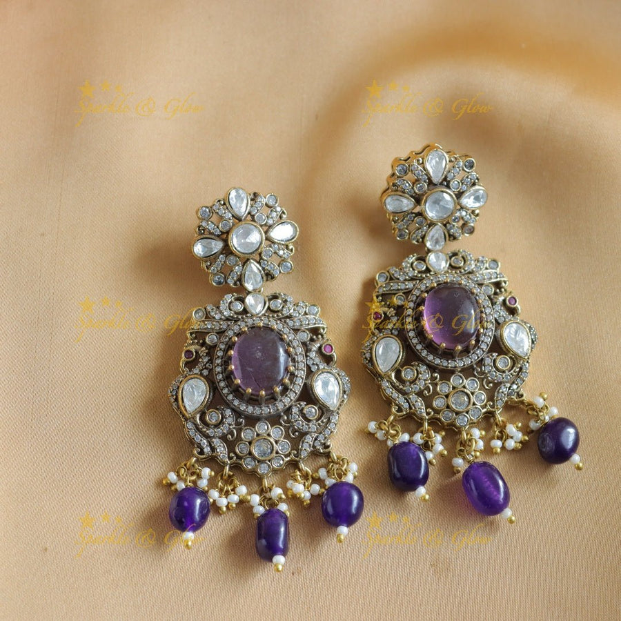 Gracious Victorian AD Peacock Floral Kundan short necklace - Sparkle and Glow - Back Thread - 