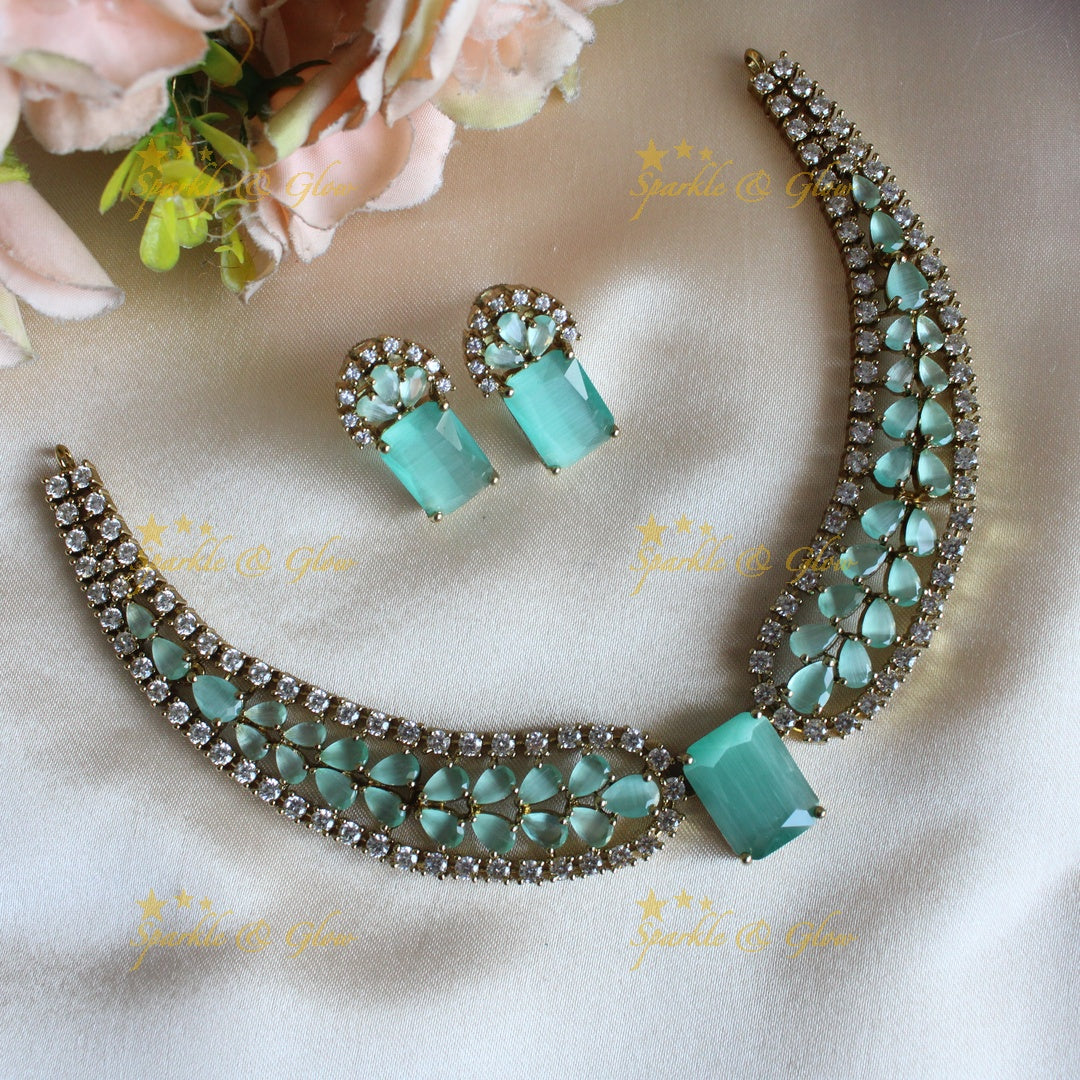 Stunning Victorian AD Waterdrop design Collar necklace-Pink