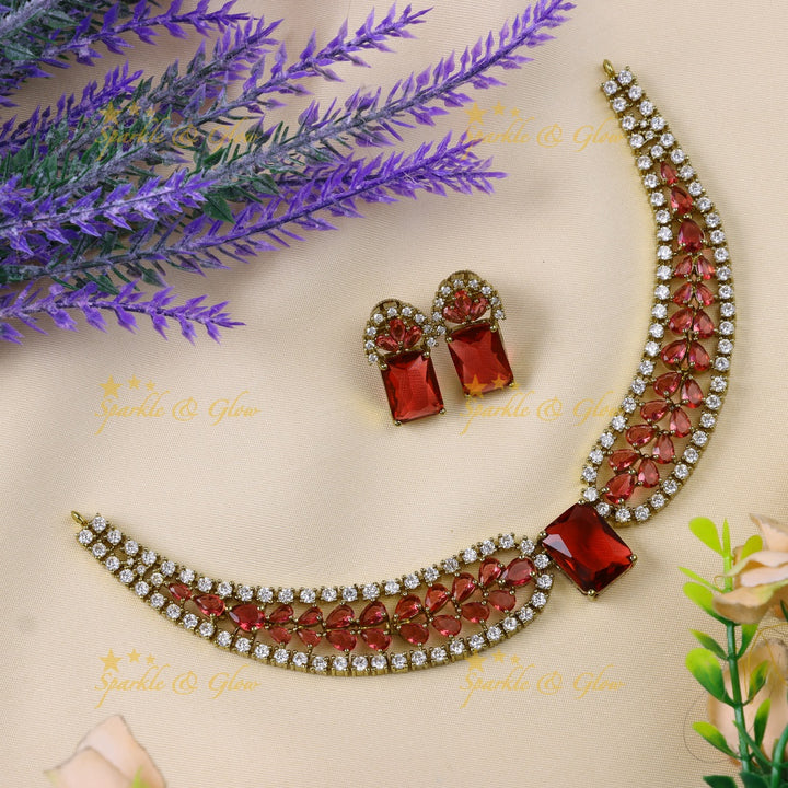 Stunning Victorian AD Waterdrop design Collar necklace-Pink