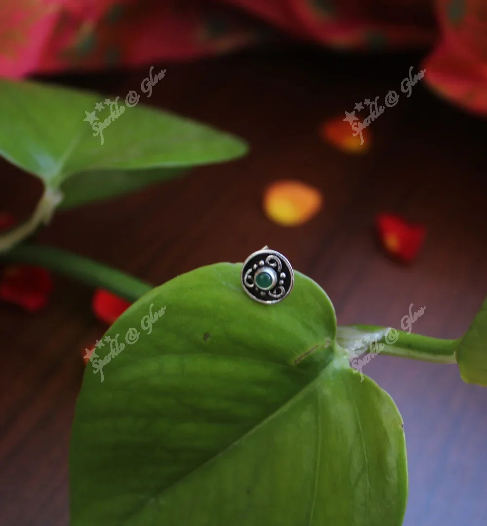 Sterling silver semi precious stone pierced nose pin - turquoise - Sparkle and Glow
