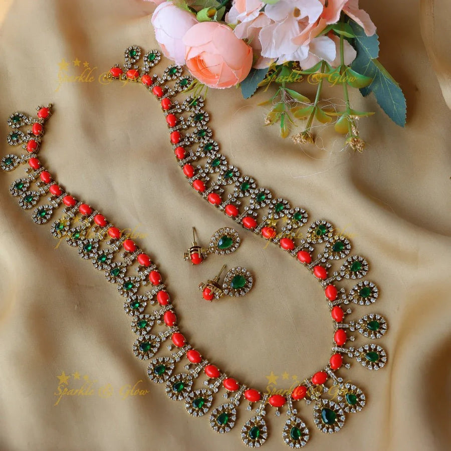 Stunning Kemp stones and CZ stones long necklace - Sparkle and Glow