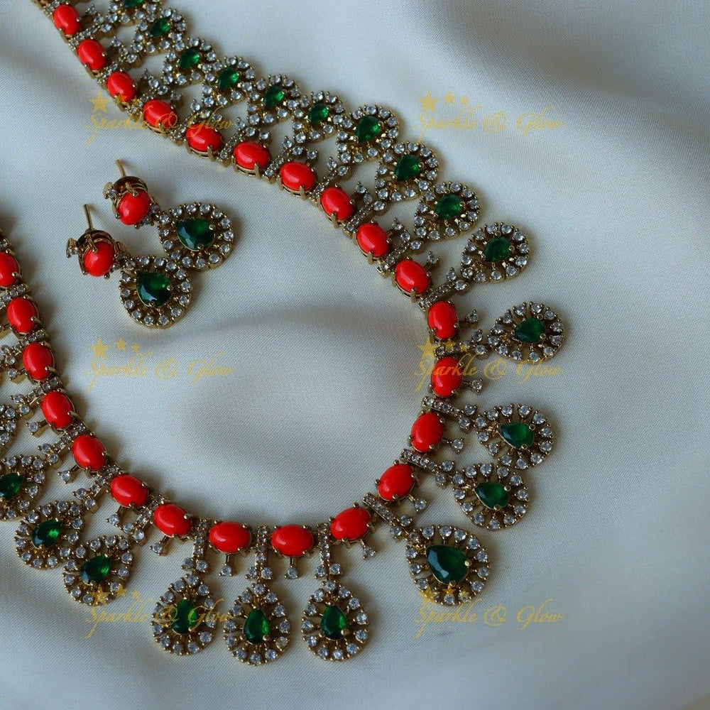 Stunning Kemp stones and CZ stones long necklace - Sparkle and Glow