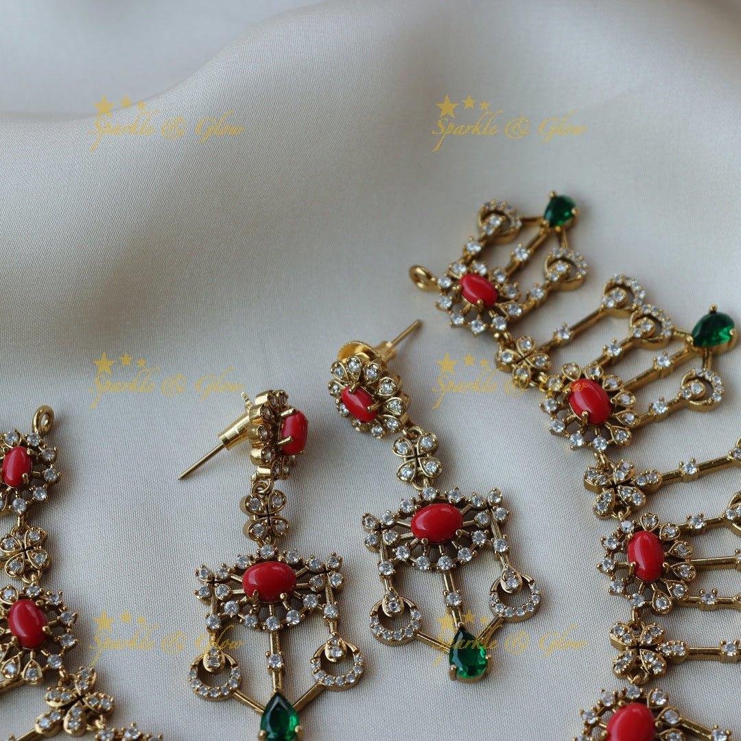 Beautiful floral CZ stones short necklace - Sparkle and Glow