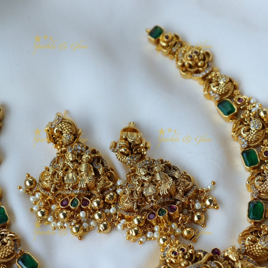 Beautiful Radha krishna design short necklace - Sparkle and Glow - Back Thread - 