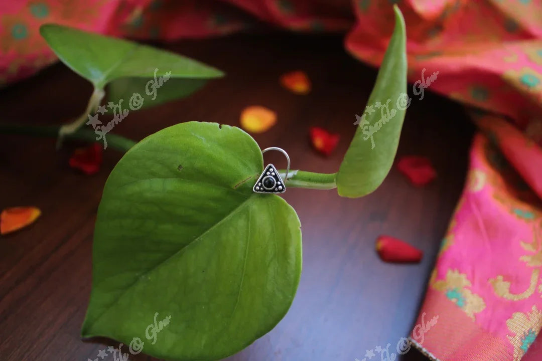 Sterling silver semi precious stone pierced nose pin - Pearl - Sparkle and Glow