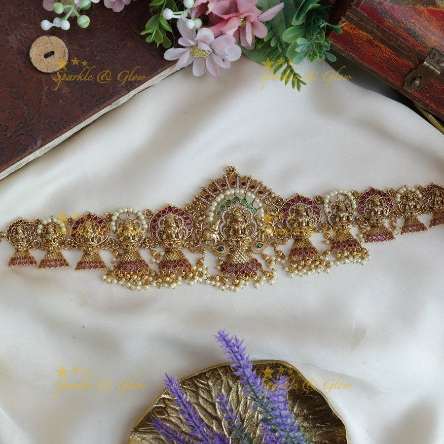 Stunning lakshmi and elephant design hip chain - Sparkle and Glow - 