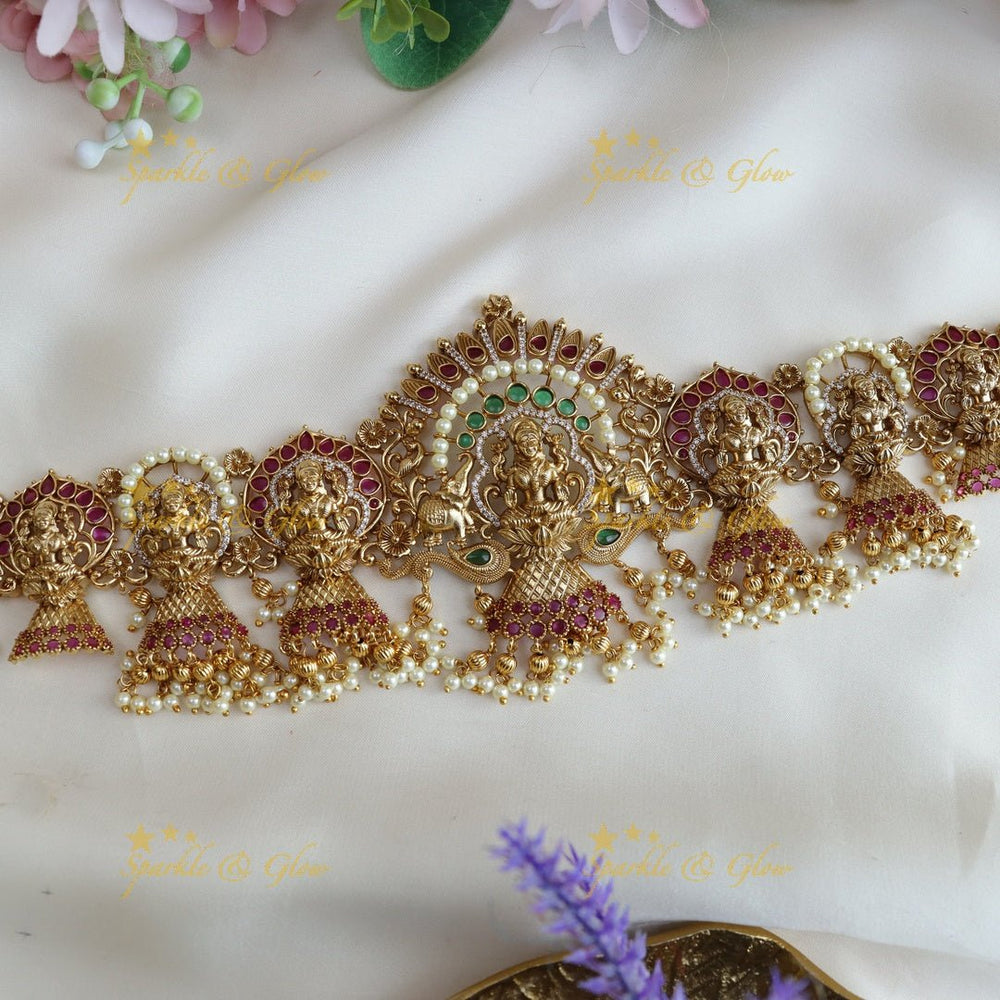 Stunning lakshmi and elephant design hip chain - Sparkle and Glow - 