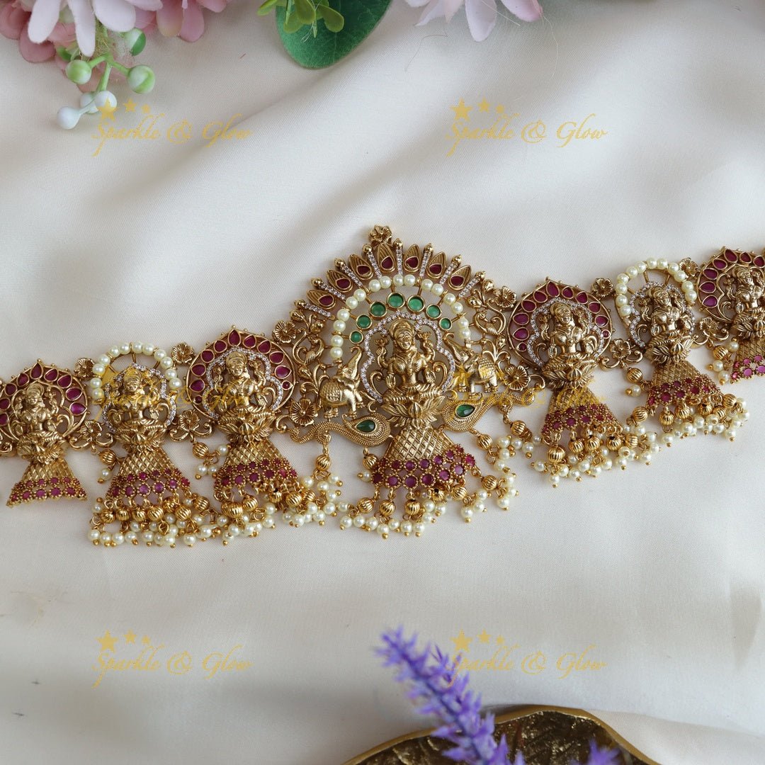 Stunning lakshmi and elephant design hip chain - Sparkle and Glow - 
