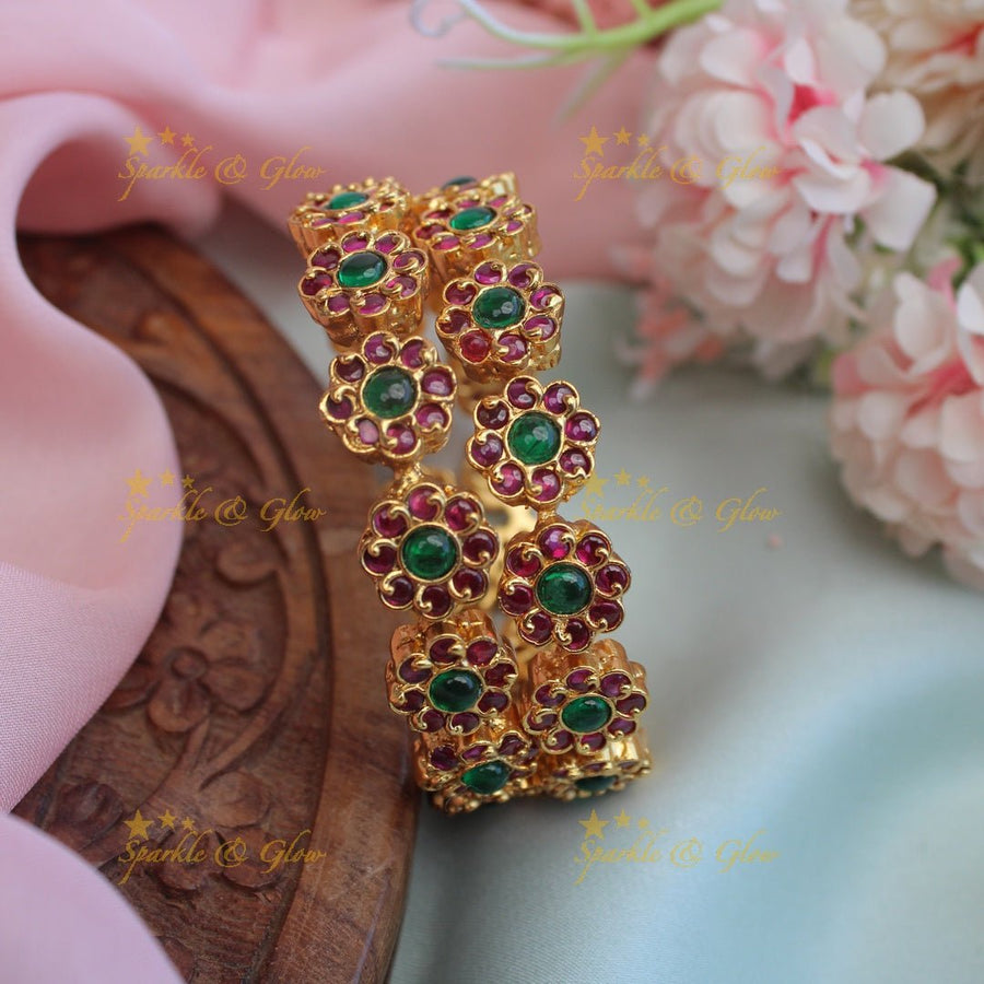 Pretty flower design bangles - 2.6 - Sparkle and Glow - 