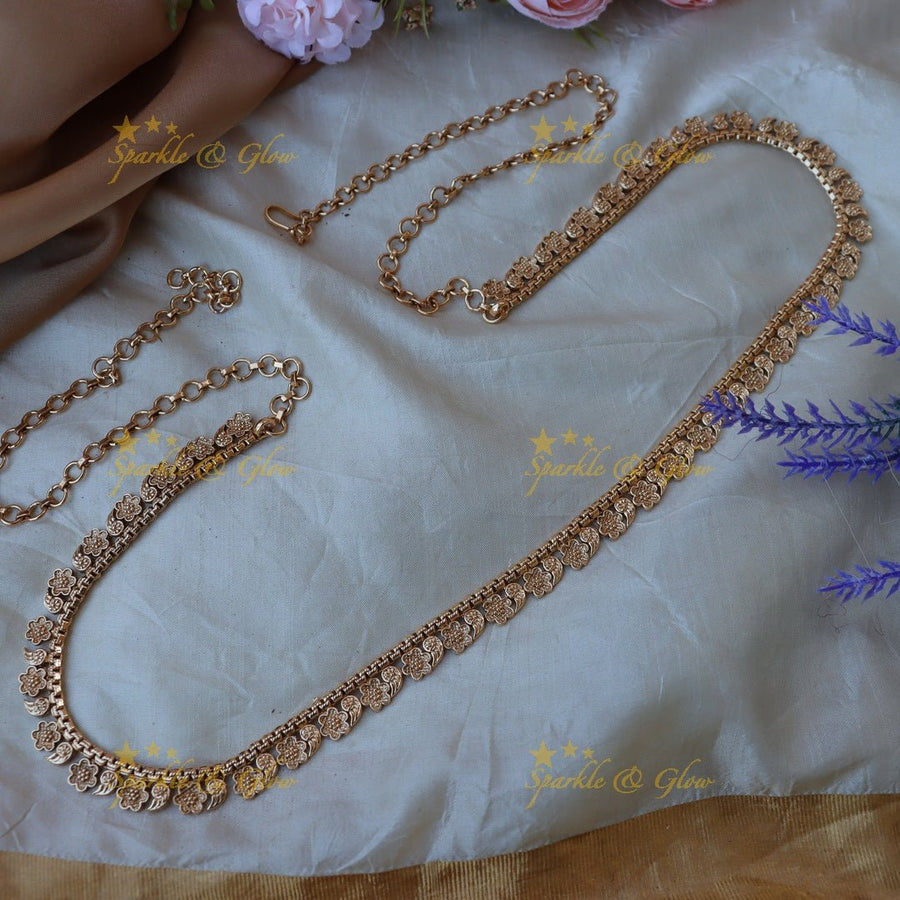 Pretty flower and leaf design hip chain - Sparkle and Glow - 