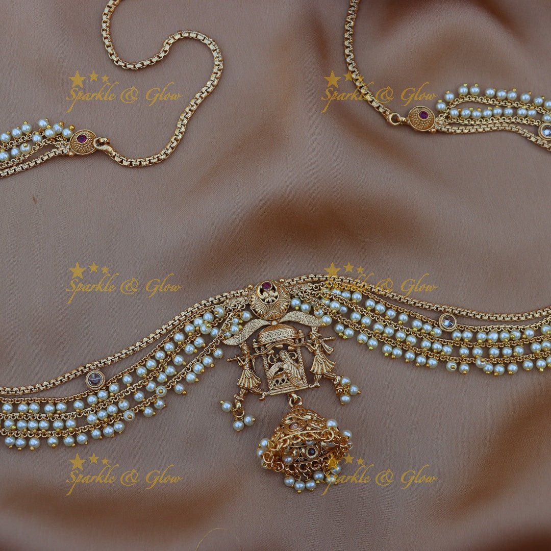 Gorgeous bridal procession gold alike hip chain - Pink - Sparkle and Glow - Pink - 