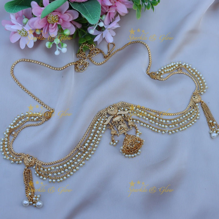 Gorgeous bridal procession gold alike hip chain - Pink - Sparkle and Glow - White - 