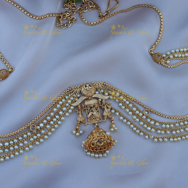 Gorgeous bridal procession gold alike hip chain - Pink - Sparkle and Glow - Green - 