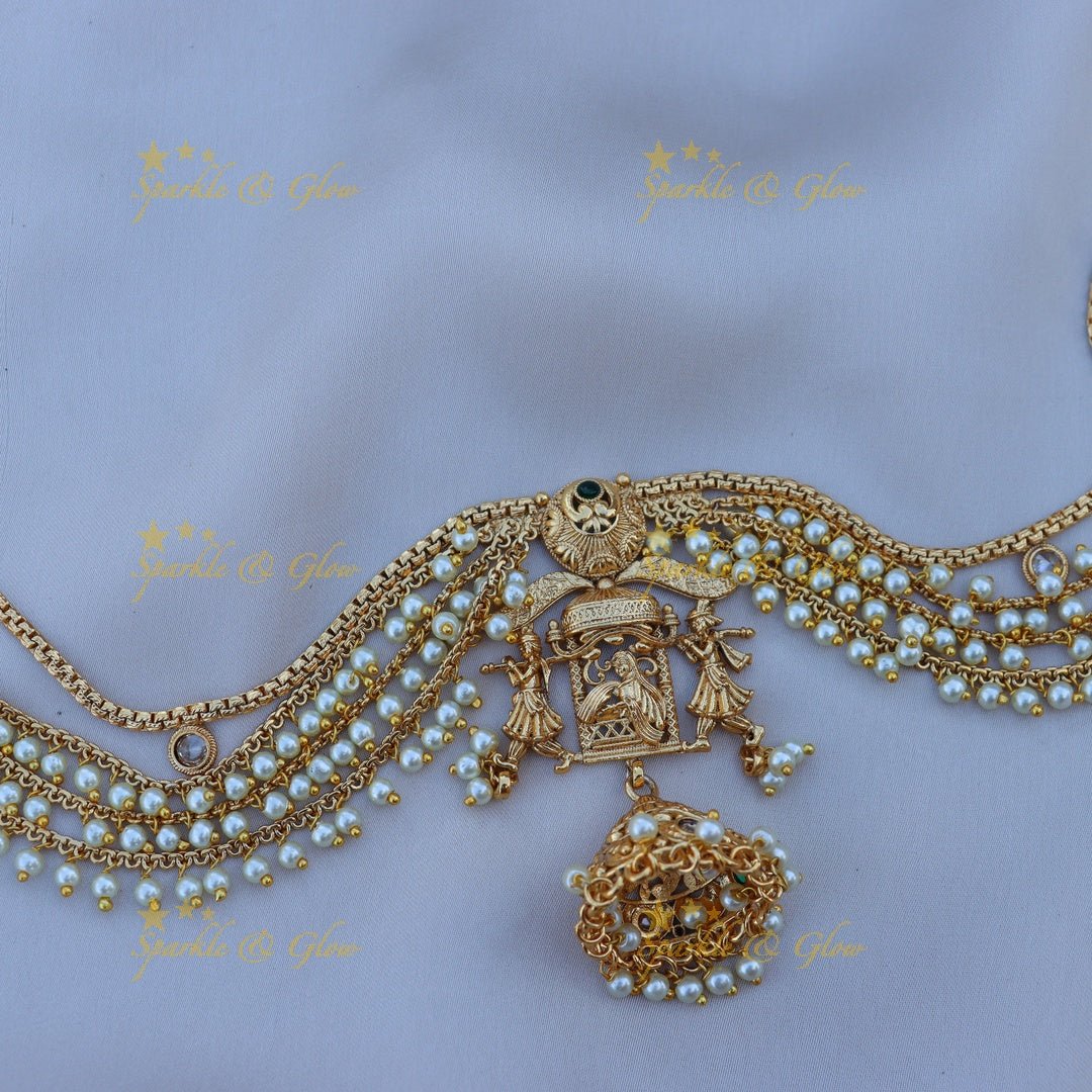 Gorgeous bridal procession gold alike hip chain - Pink - Sparkle and Glow - Pink - 