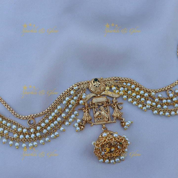 Gorgeous bridal procession gold alike hip chain - Pink - Sparkle and Glow - Pink - 