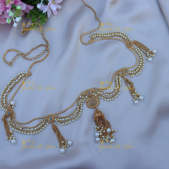 Stunning pearl and gold alike hip chain - White - Sparkle and Glow - White - 