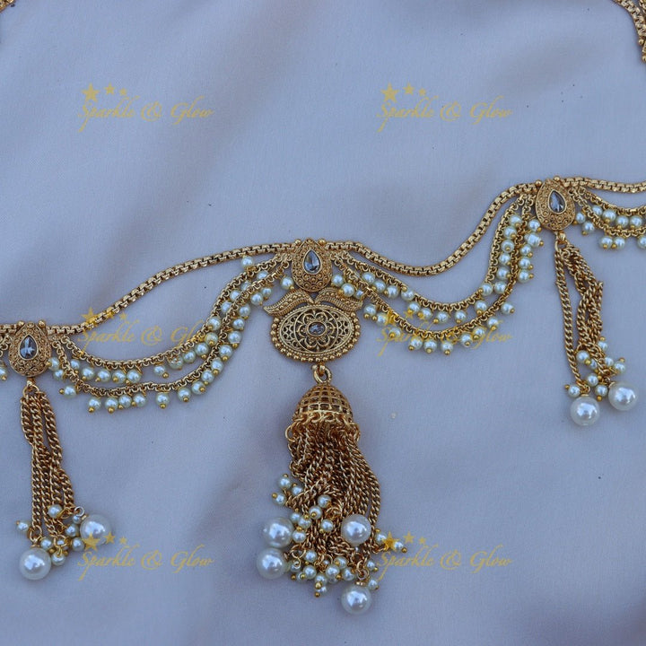 Stunning pearl and gold alike hip chain - White - Sparkle and Glow - White - 