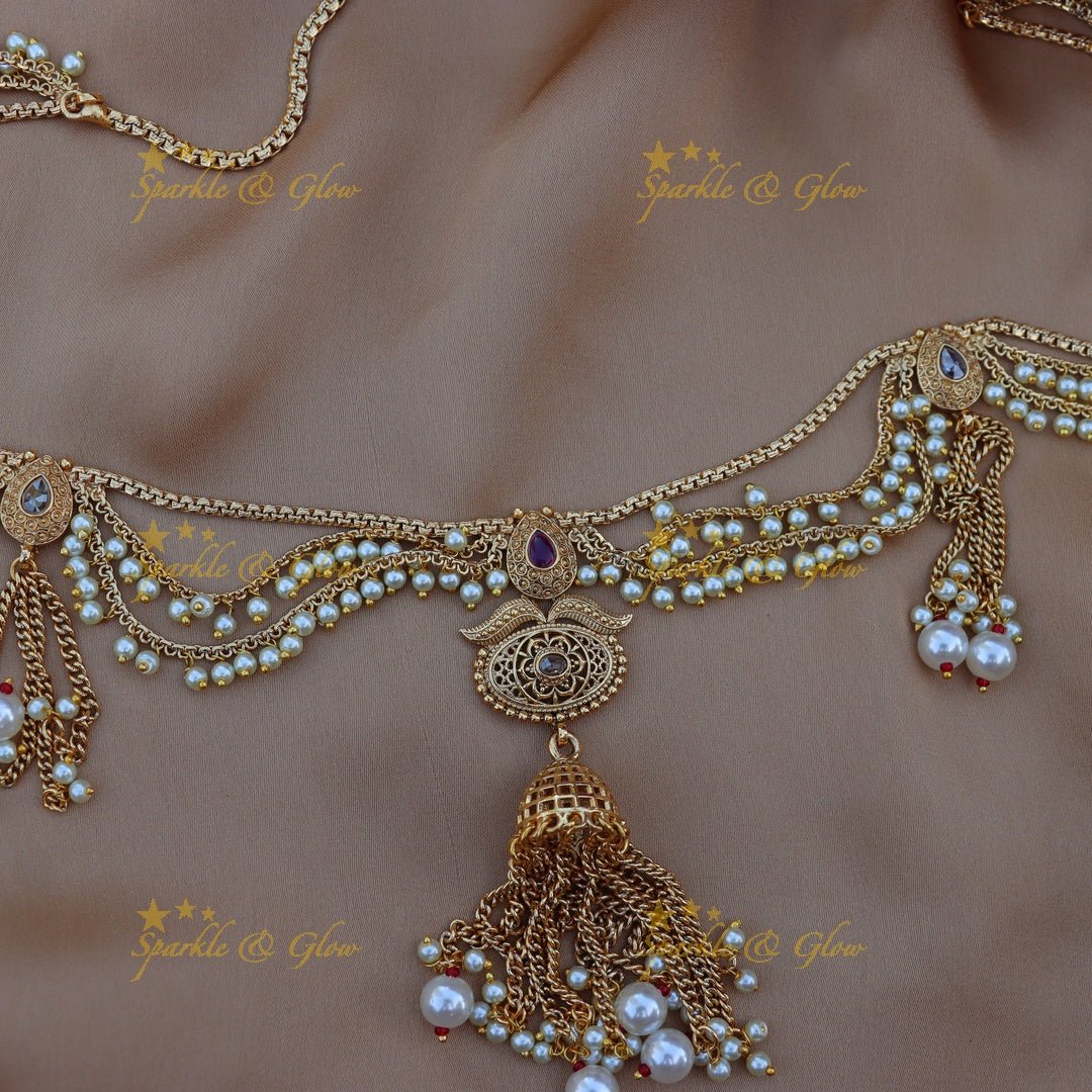 Stunning pearl and gold alike hip chain - White - Sparkle and Glow - White - 