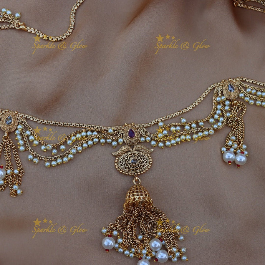 Stunning pearl and gold alike hip chain - White - Sparkle and Glow - White - 