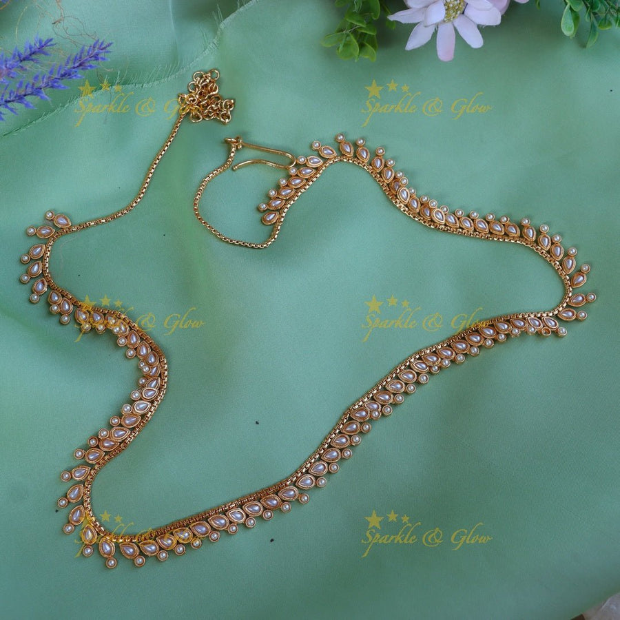 Gorgeous CZ stones hip chain - Pearl - Sparkle and Glow - Pearl - 