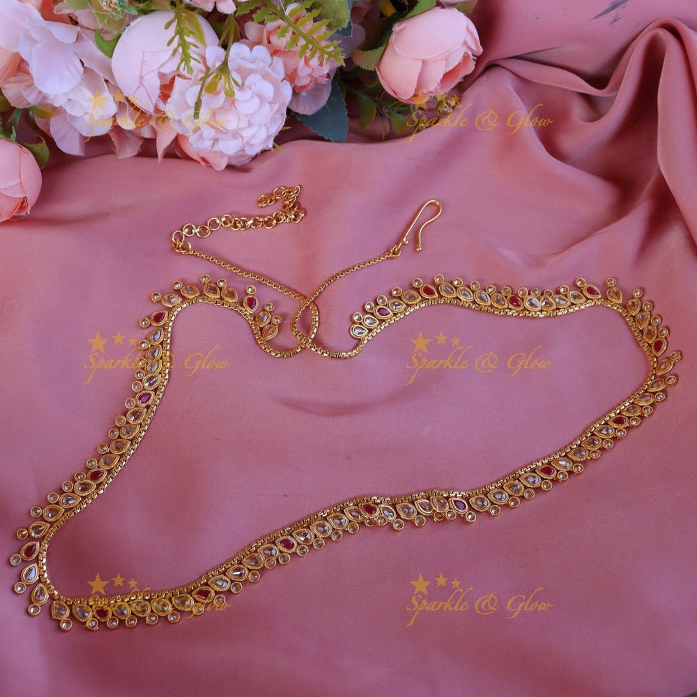 Gorgeous CZ stones hip chain - Pearl - Sparkle and Glow - Pink - White - 
