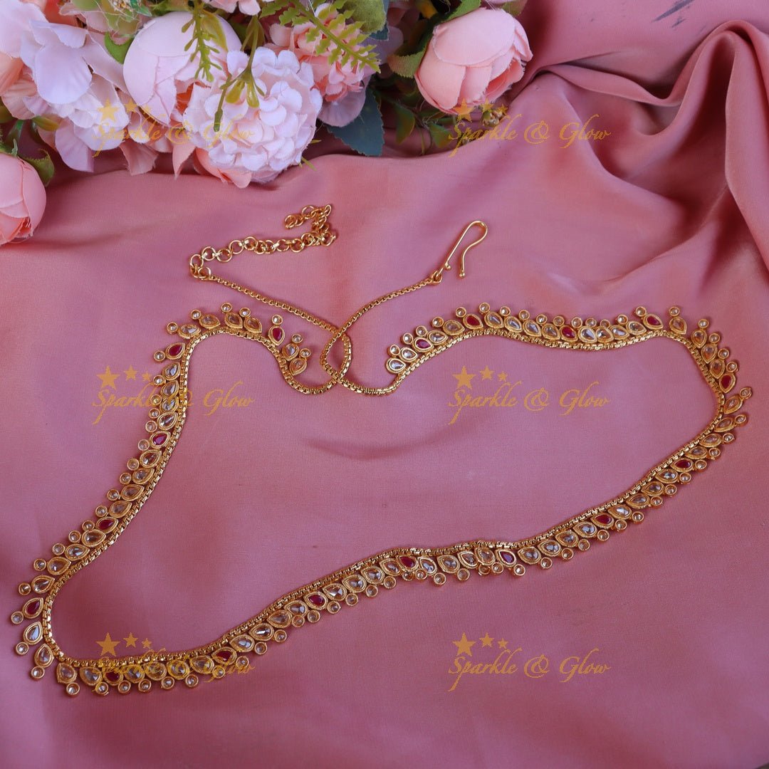 Gorgeous CZ stones hip chain - Pearl - Sparkle and Glow - Pink - White - 