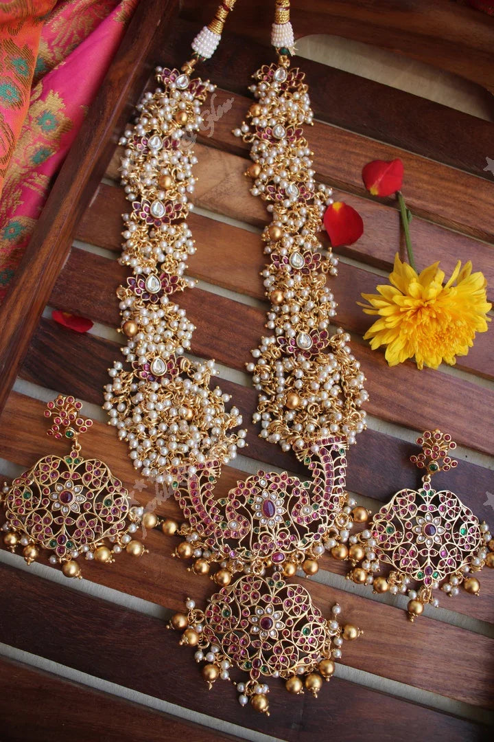 Exquisite pearl cluster kemp haram - Sparkle and Glow