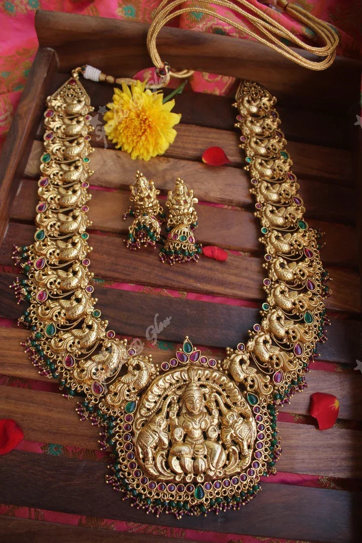 Gold alike polished peacock style nagas haram -Pearl - Sparkle and Glow