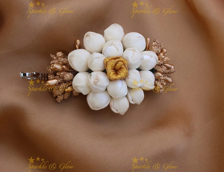 Beautiful Round Floral Leaf design Hairclip with Glitter - Sparkle and Glow
