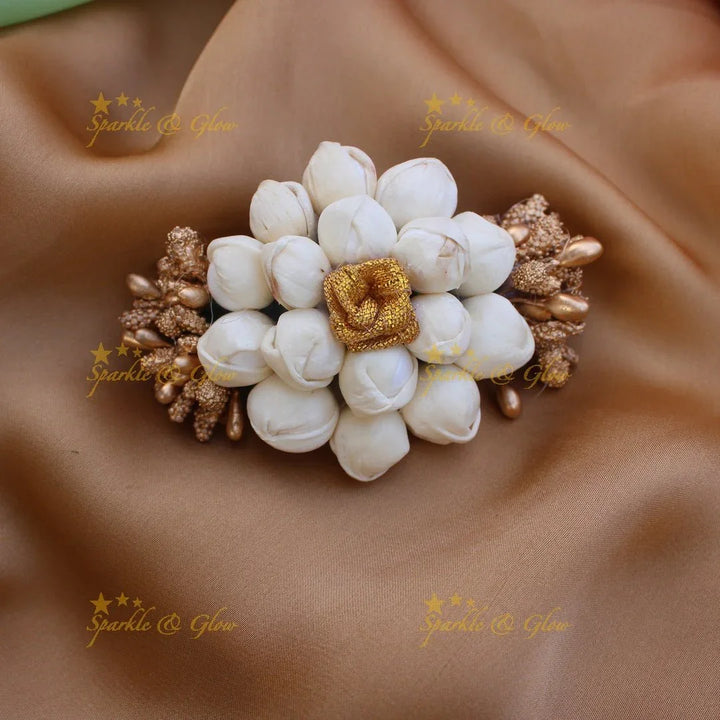 Beautiful Round Floral Leaf design Hairclip with Glitter - Sparkle and Glow