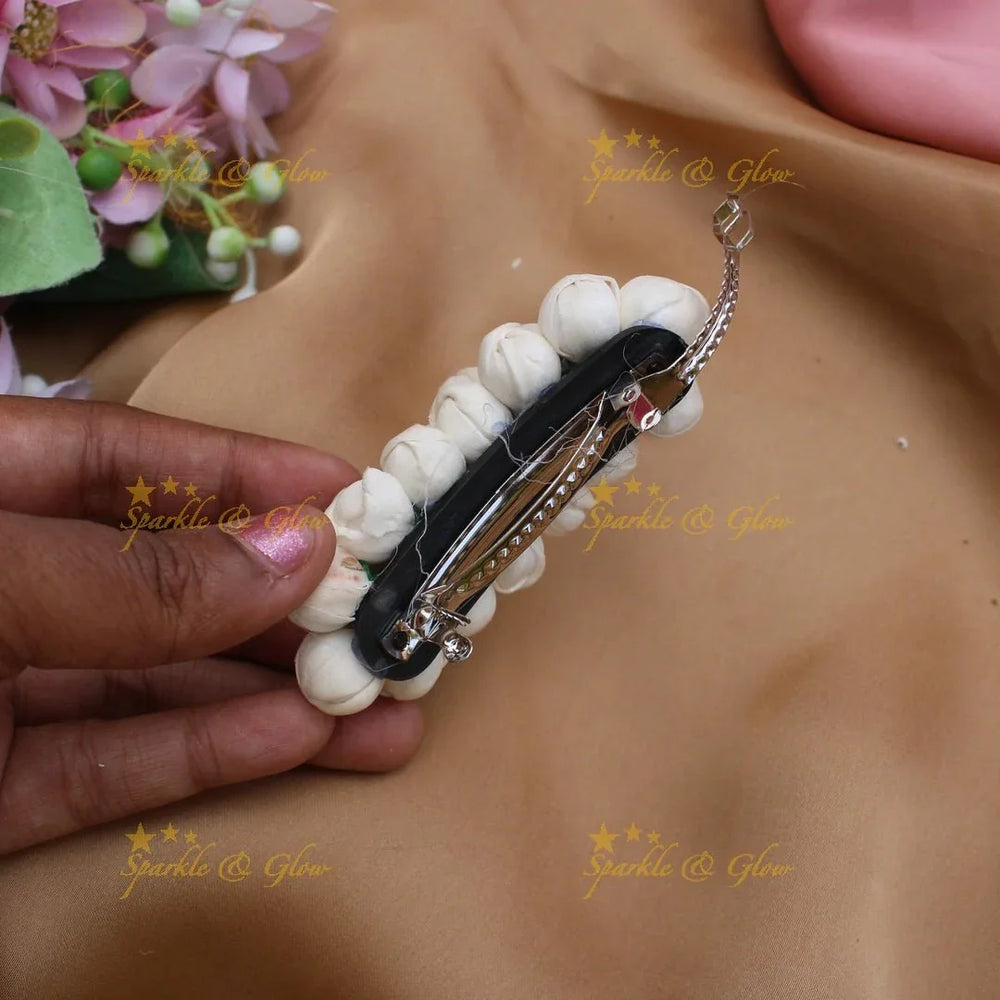 Gracious Round Floral design wide Hairclip - Sparkle and Glow