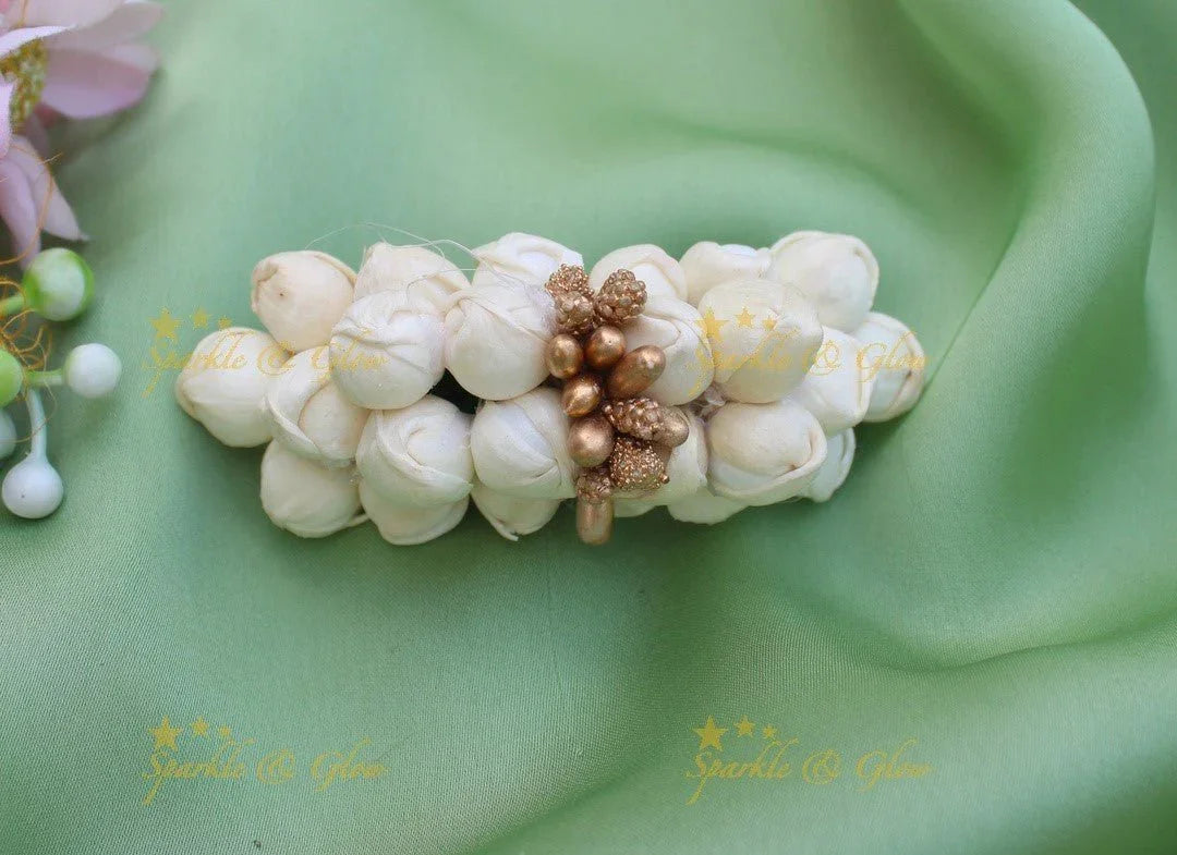Gracious Round Floral design wide Hairclip with Glitter - Sparkle and Glow