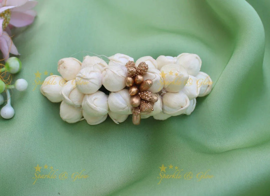 Gracious Round Floral design wide Hairclip with Glitter - Sparkle and Glow