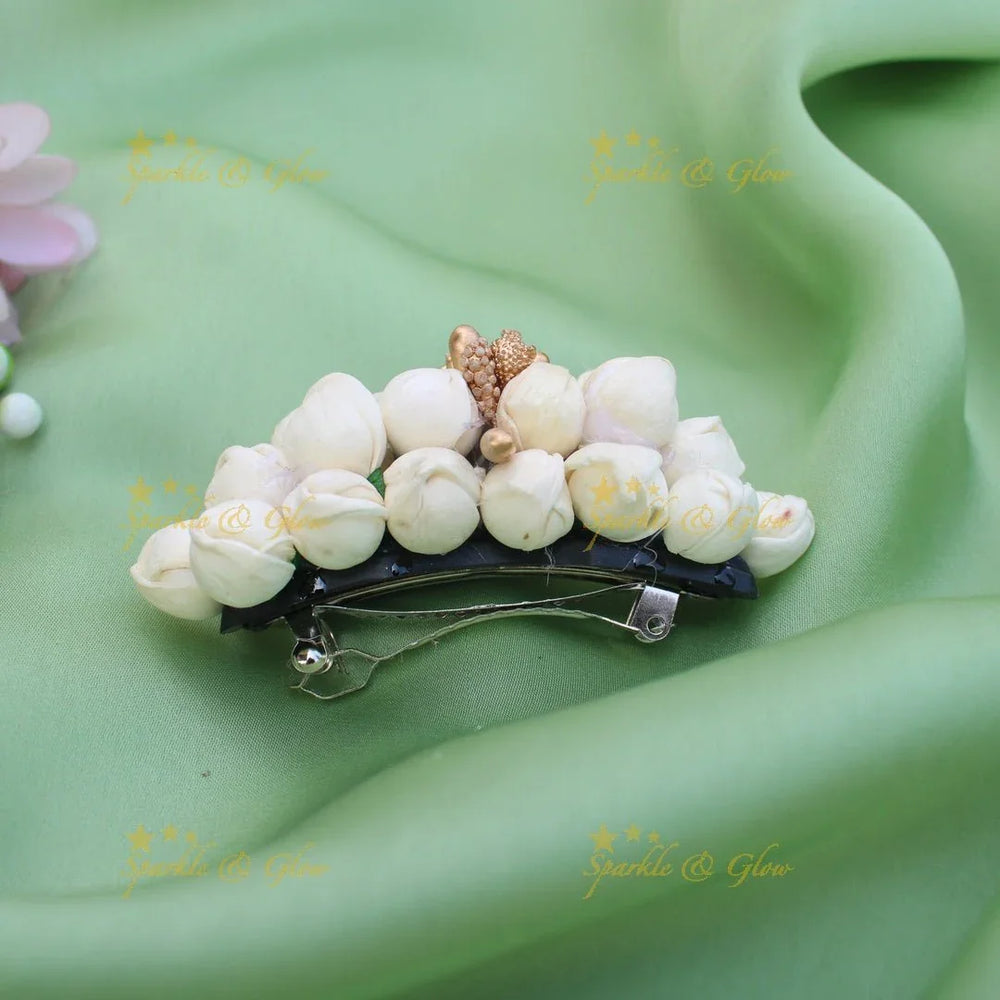 Gracious Round Floral design wide Hairclip with Glitter - Sparkle and Glow