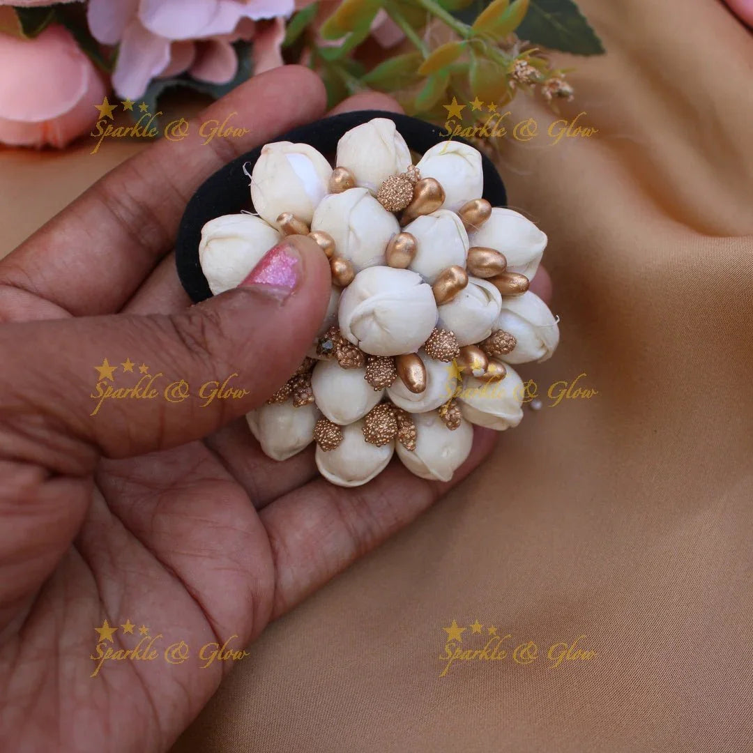 Stunning Round Floral Hair ribbon with Glitter - Sparkle and Glow