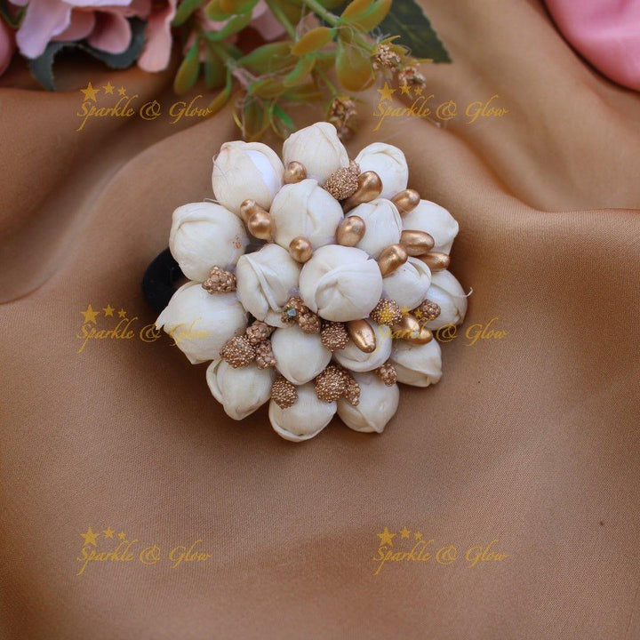 Stunning Round Floral Hair ribbon with Glitter - Sparkle and Glow