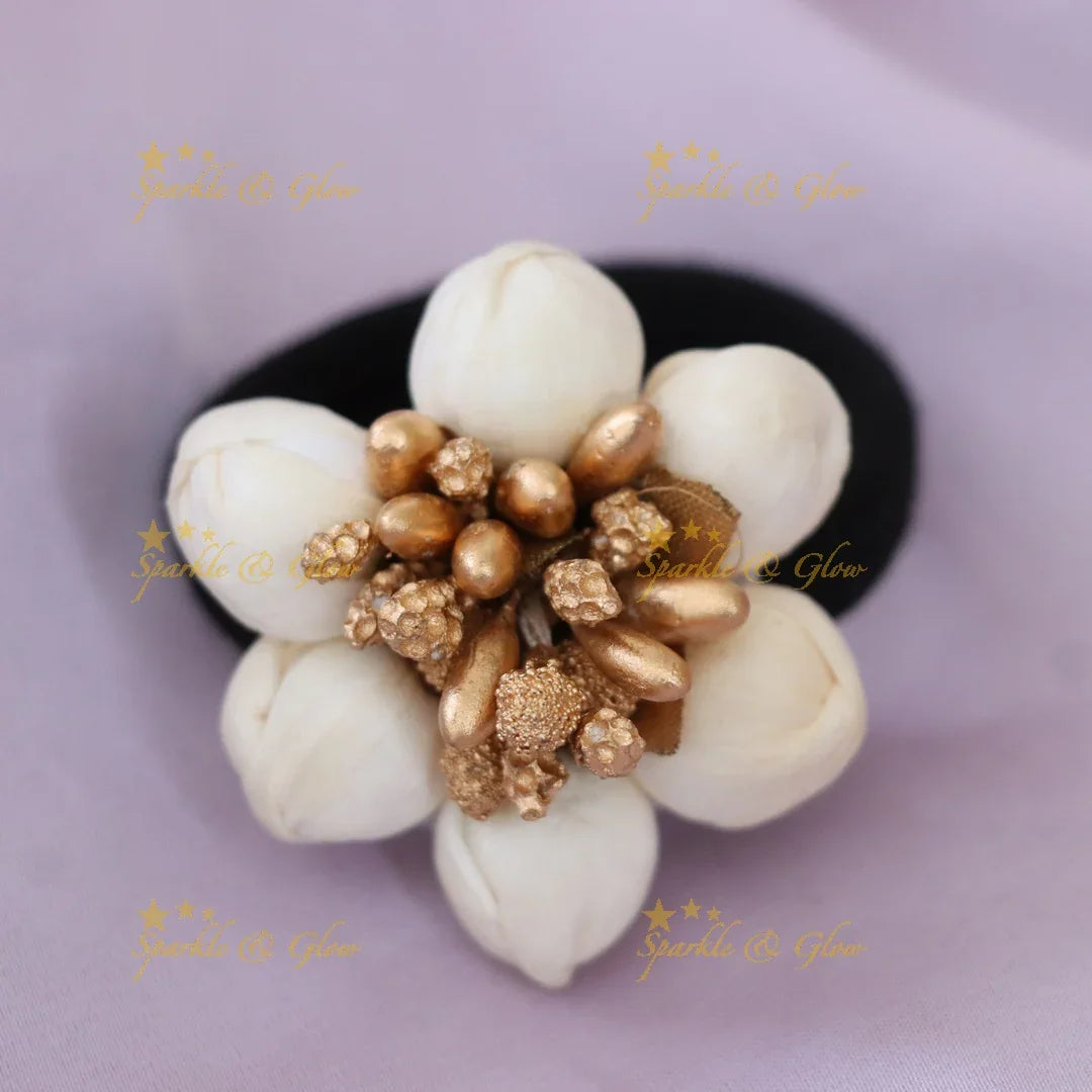Glittering Round Floral Hair Ribbon - Sparkle