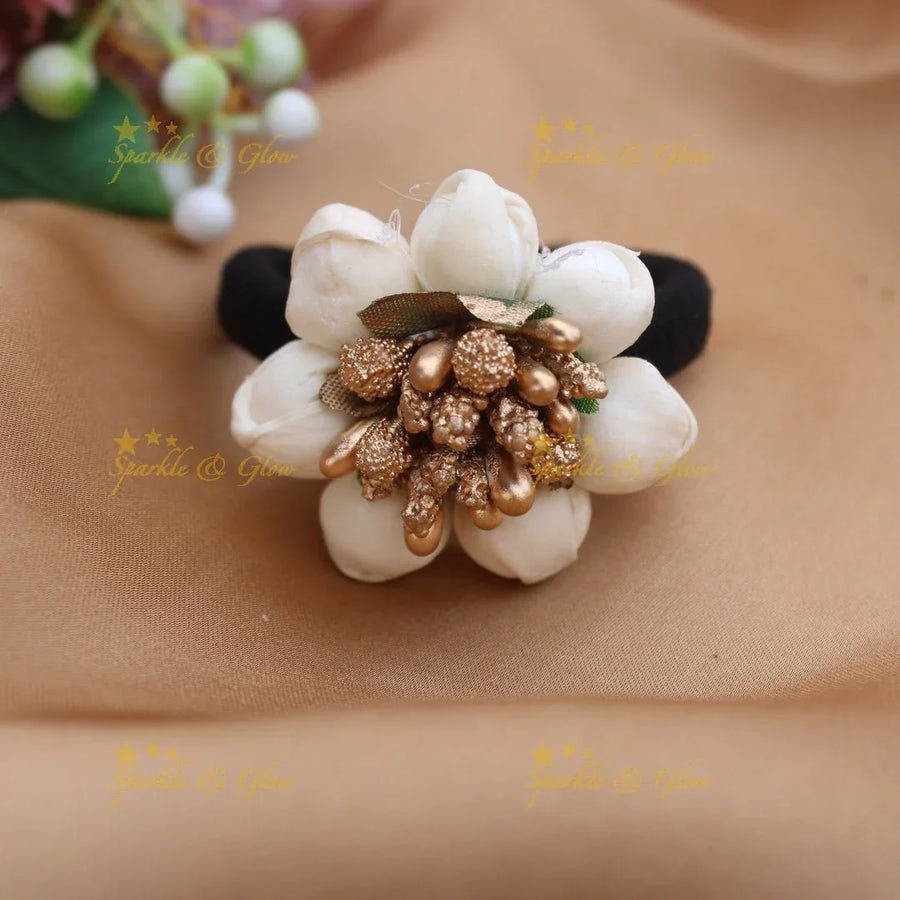 Stunning Round Floral Hair ribbon with Glitter - Sparkle and Glow
