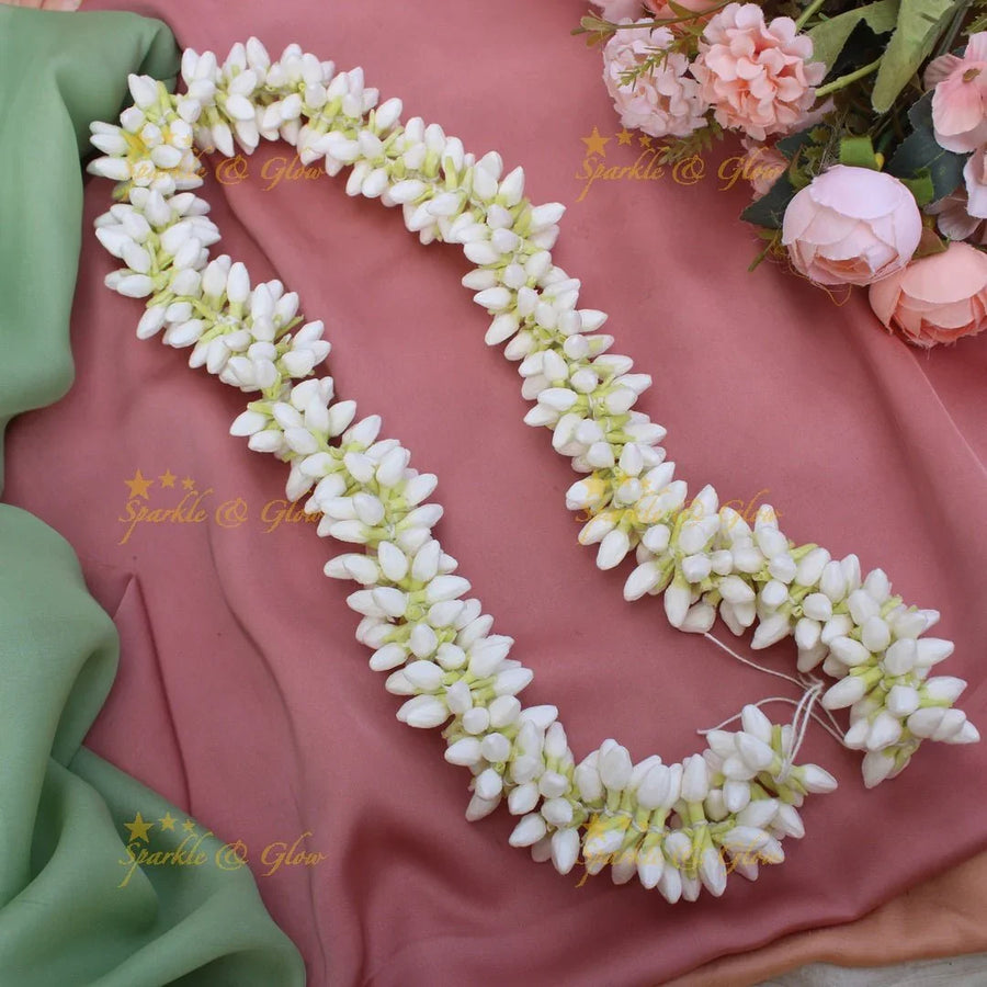 Real Jasmine Malli Mogra look alike Small Bud String Strand, Gajra- 2 Mulam - Sparkle and Glow