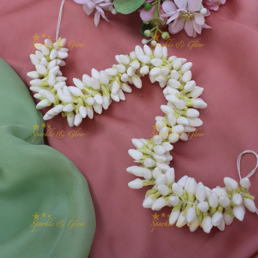Real Jasmine Malli Mogra look alike Small Bud String Strand, Gajra- 1 Mulam - Sparkle and Glow