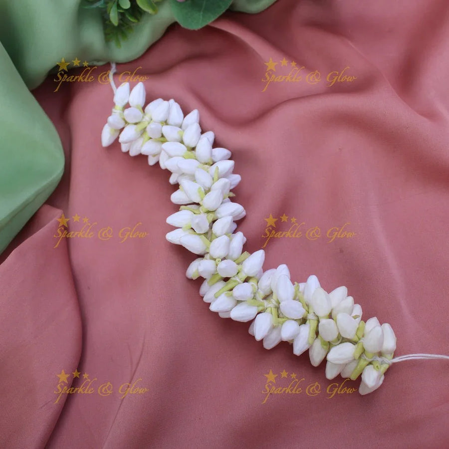 Real Jasmine Malli Mogra look alike Small Bud String Strand, Gajra- Half Mulam - Sparkle and Glow