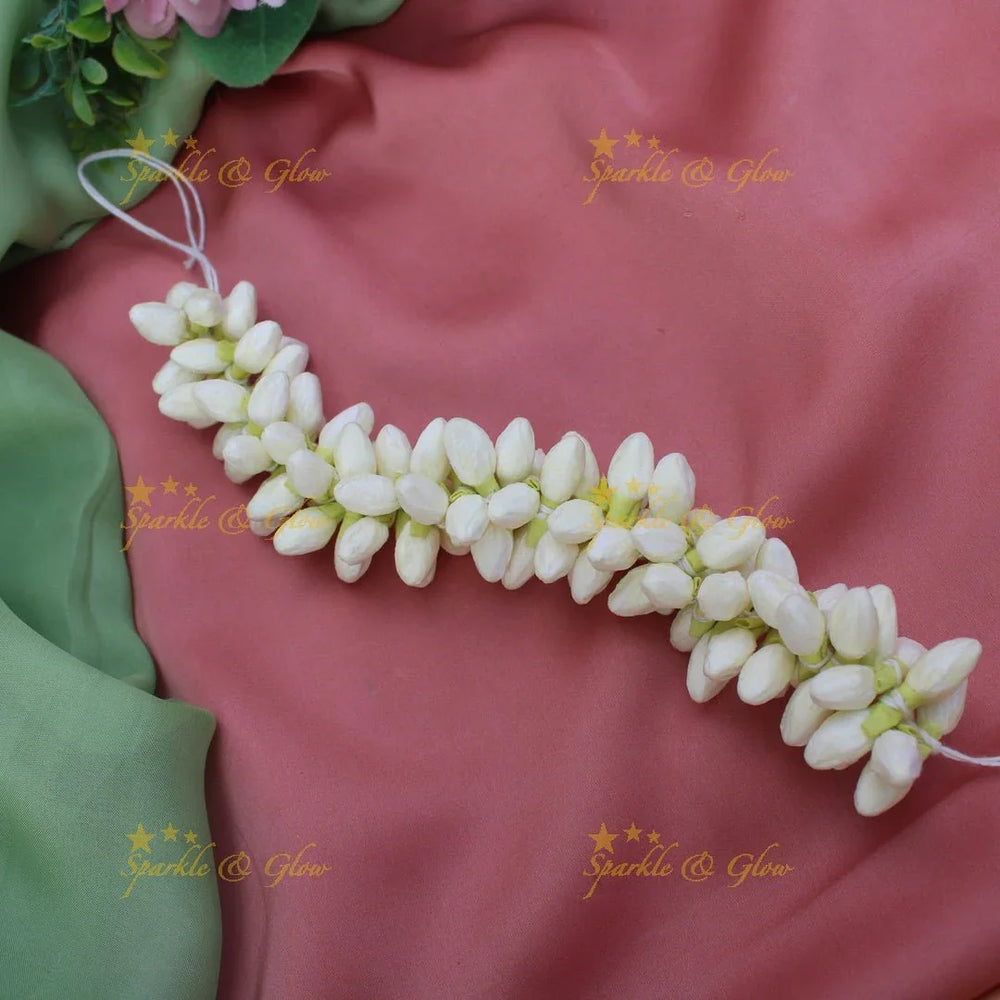 Real Jasmine Malli Mogra look alike Small Bud String Strand, Gajra- Half Mulam - Sparkle and Glow