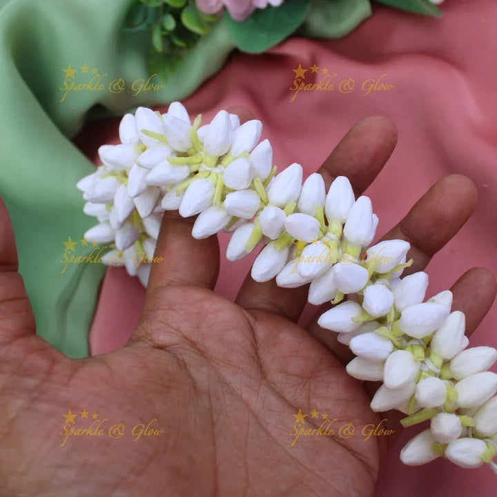 Real Jasmine Malli Mogra look alike Small Bud String Strand, Gajra- Half Mulam - Sparkle and Glow