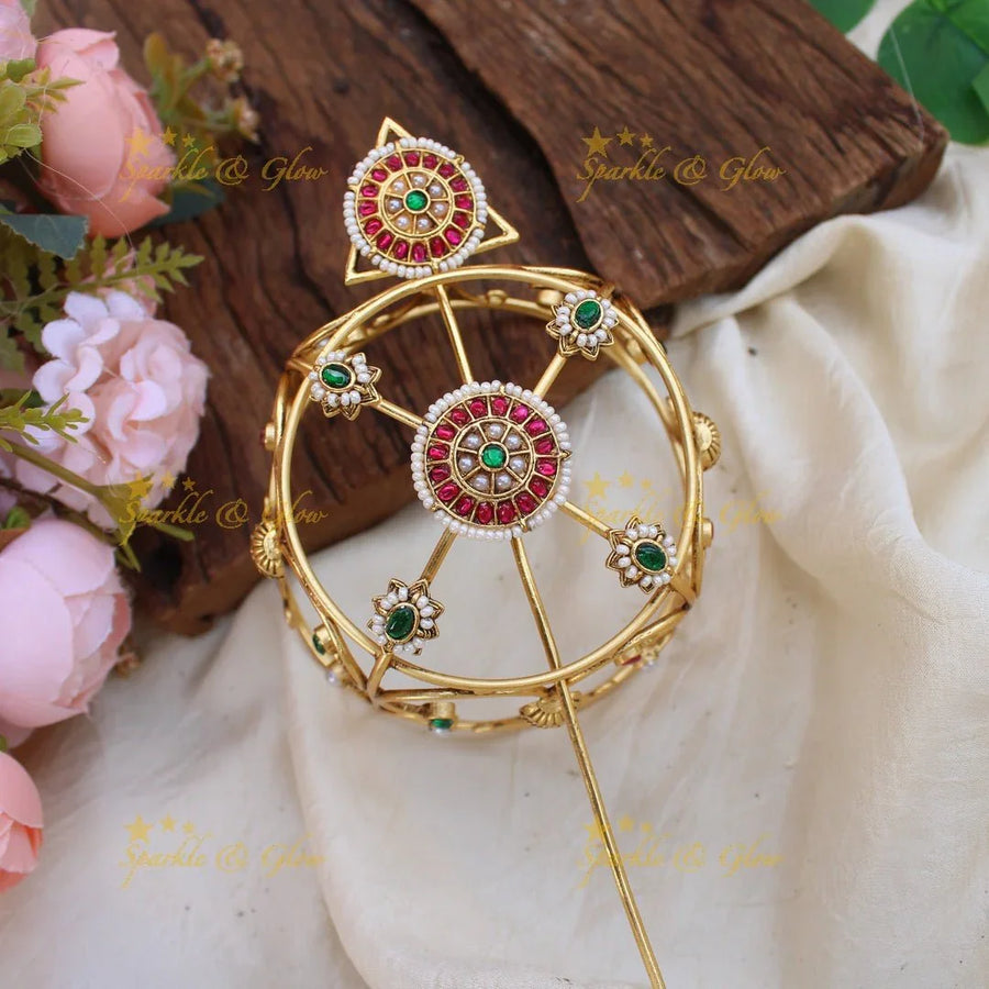 Grand gold alike Kemp Floral Hair Bun Holder - Sparkle and Glow