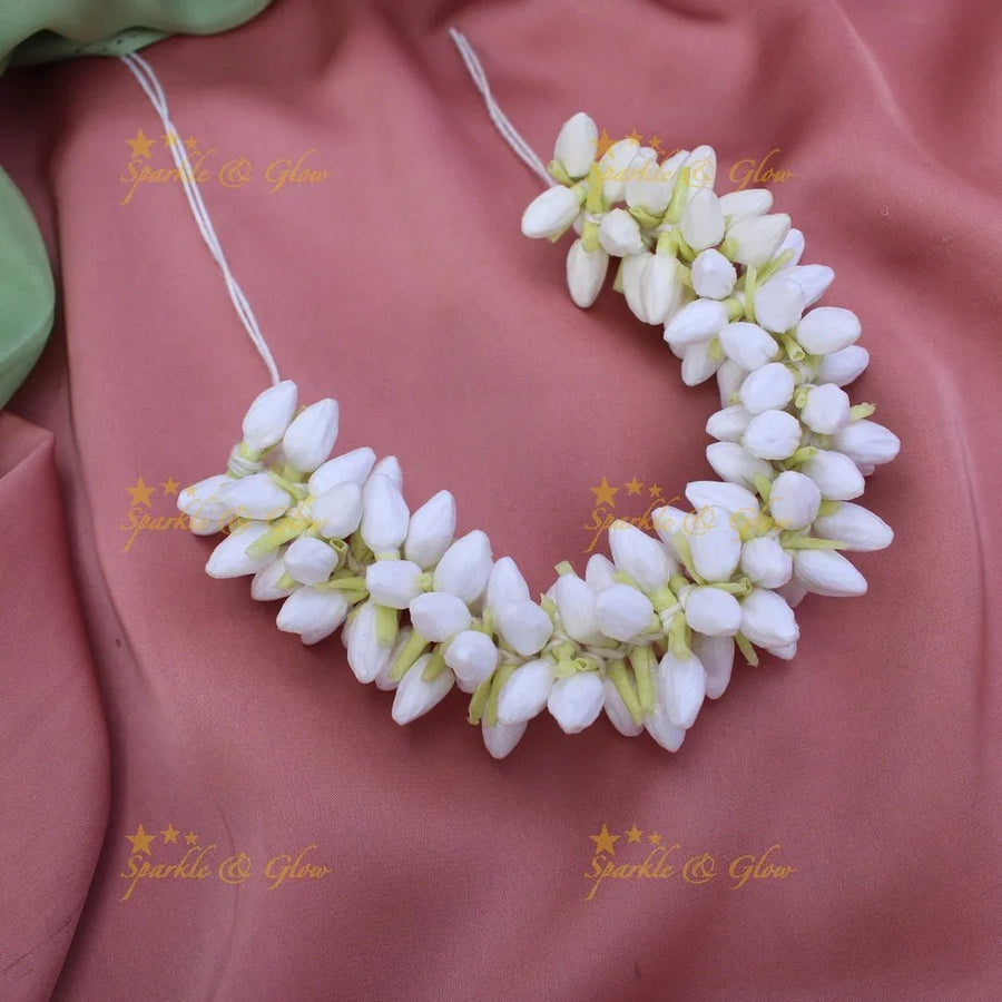 Real Jasmine Malli Mogra look alike Big Bud String Strand, Gajra- Half Mulam - Sparkle and Glow