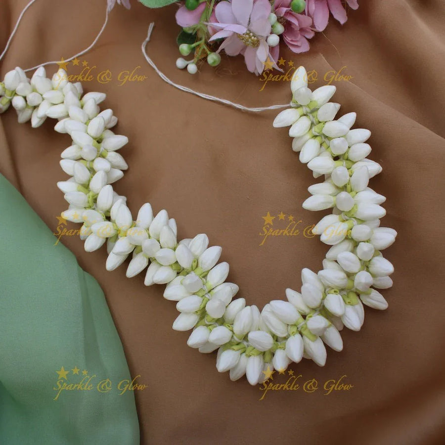 Real Jasmine Malli Mogra look alike Big Bud String Strand, Gajra- 1 Mulam - Sparkle and Glow