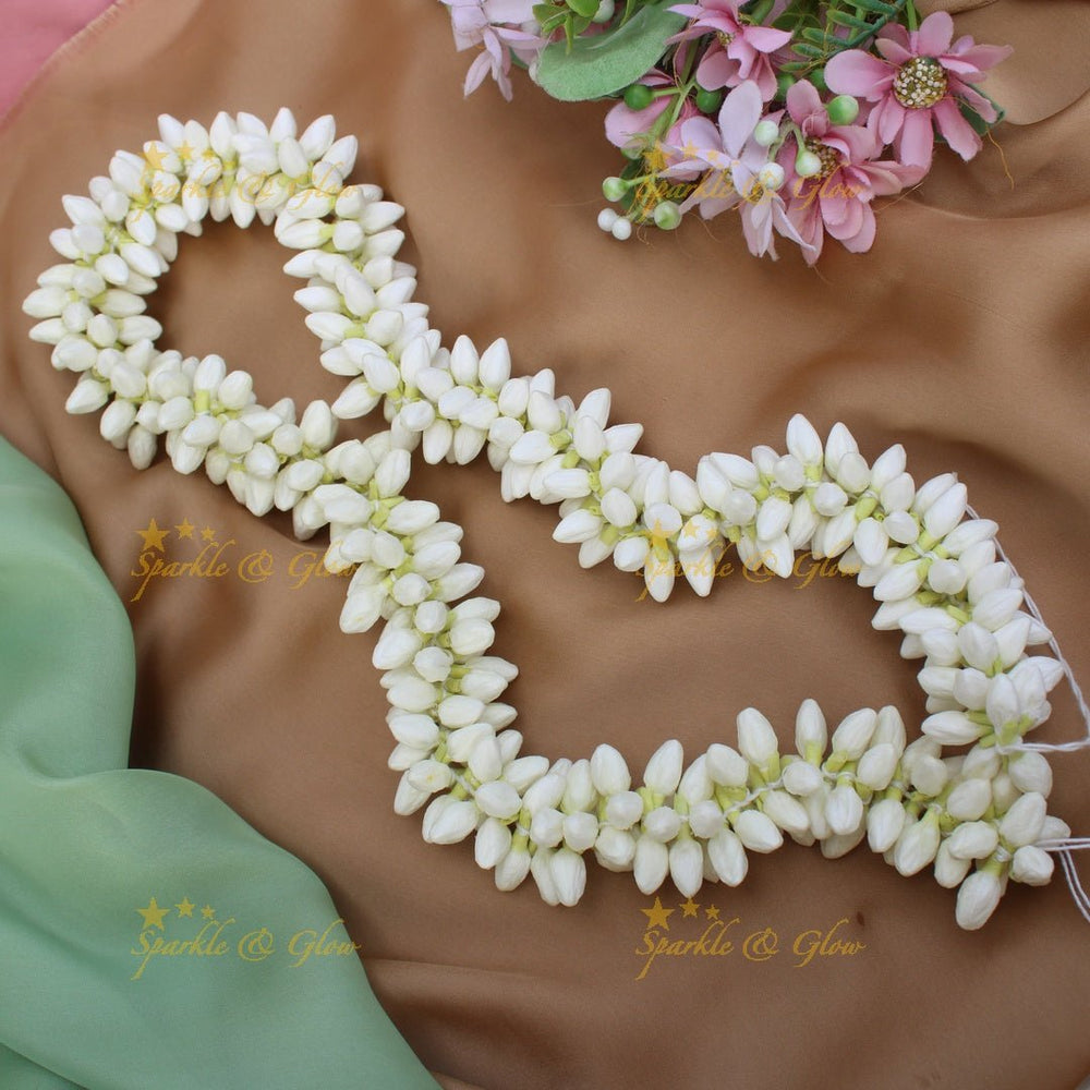 Real Jasmine Malli Mogra look alike Big Bud String Strand, Gajra - 2 Mulam - Sparkle and Glow - 
