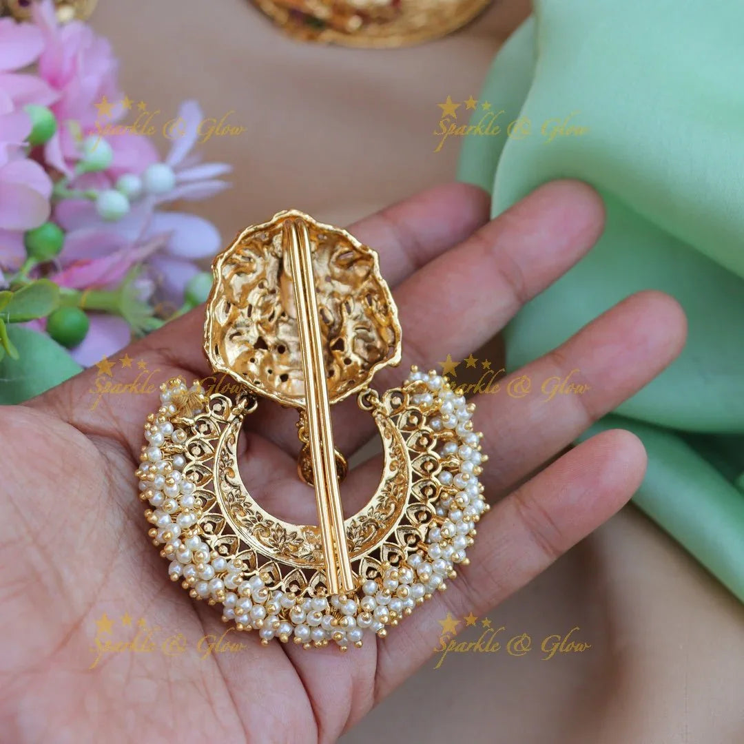 Gorgeous pearl and lakshmi design hair pin - Pink - Sparkle and Glow
